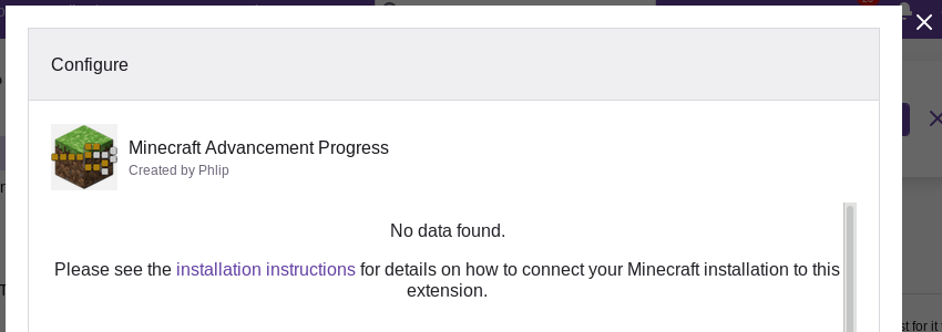 The Twitch configuration panel showing no data found