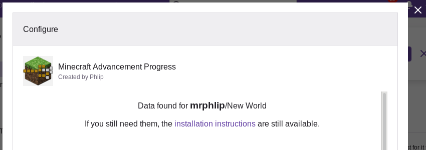 The Twitch configuration panel showing data is found