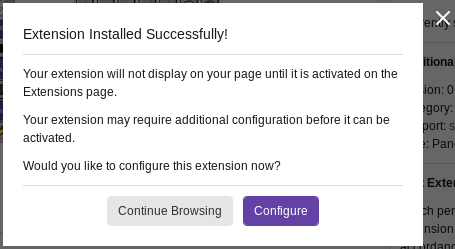 The Twitch install complete confirmation popup