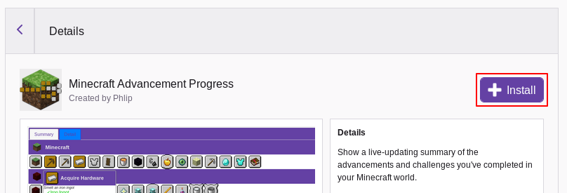 The Twitch extension install page, with the Install button highlighted