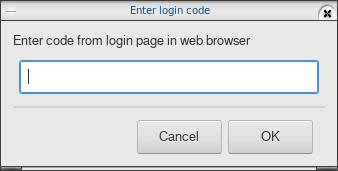 The login code dialog