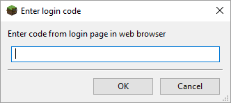 The login code dialog