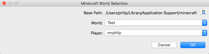 The Minecraft world selection dialog