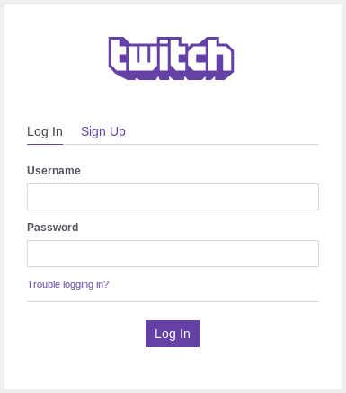 The Twitch login page