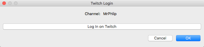 The Twitch login dialog